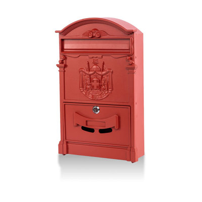 Wall Mount Mailbox, Large Capacity Mailbox For Outside,Aluminum And Galvanized Steel Rust-Proof Hanging Secured Postbox, Security Key Drop Box,18"X11.8"X4.9" Red