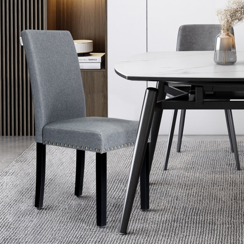 Breedsville 21'' H Linen Upholstered Side Chair, Light Gray