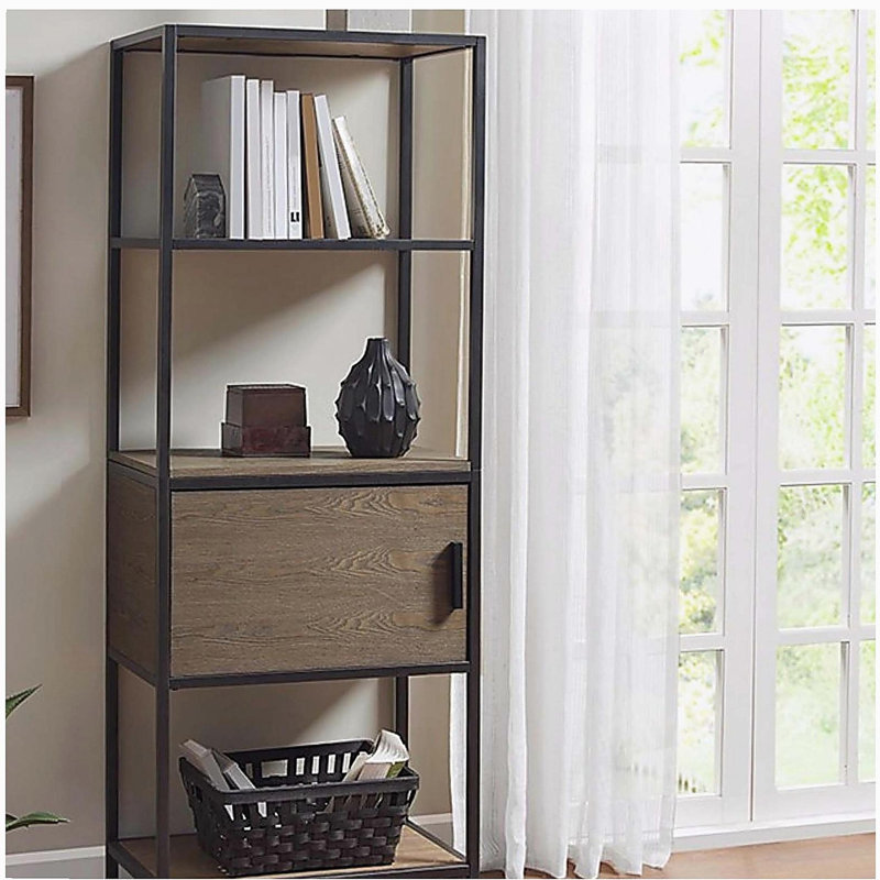 Bibliothèque à 3 tablettes avec armoire de rangement