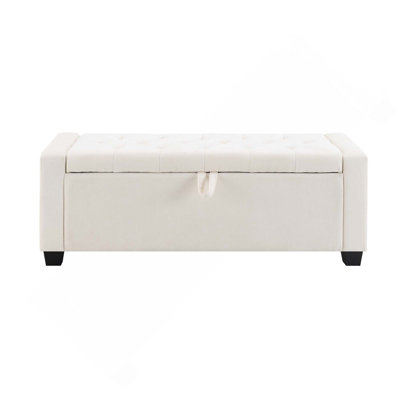 48-Inch Ottoman Bench With Storage & Safety Hinge For Bedroom, Living Room