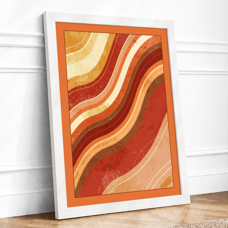 Flowing Warmth Abstract - Framed Print, A4 - 29.7 x 21.0 cm, White