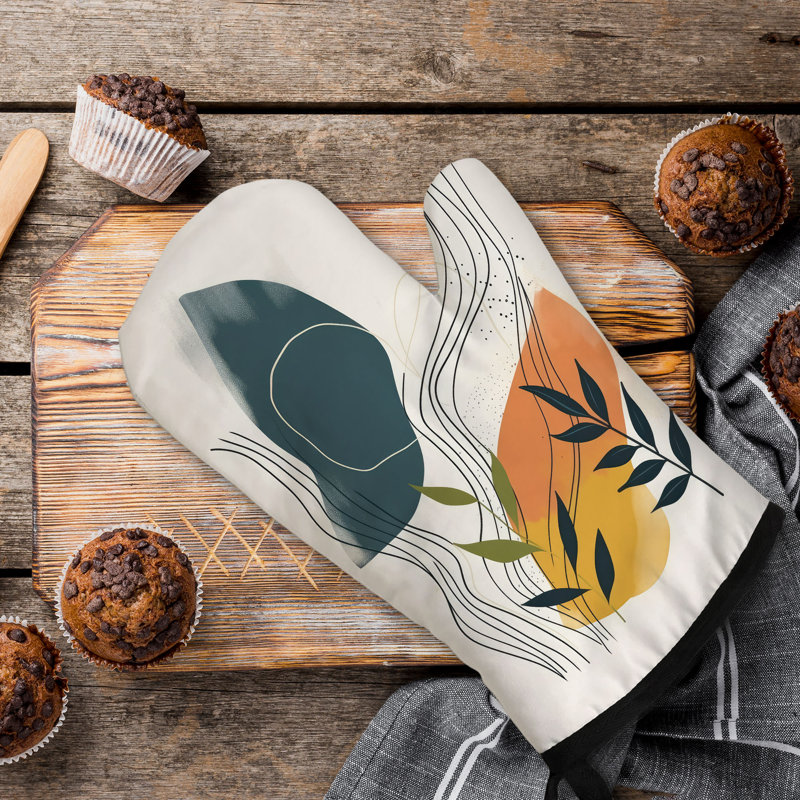 Abstract Leaves Oven Mitt Cotton Twill
