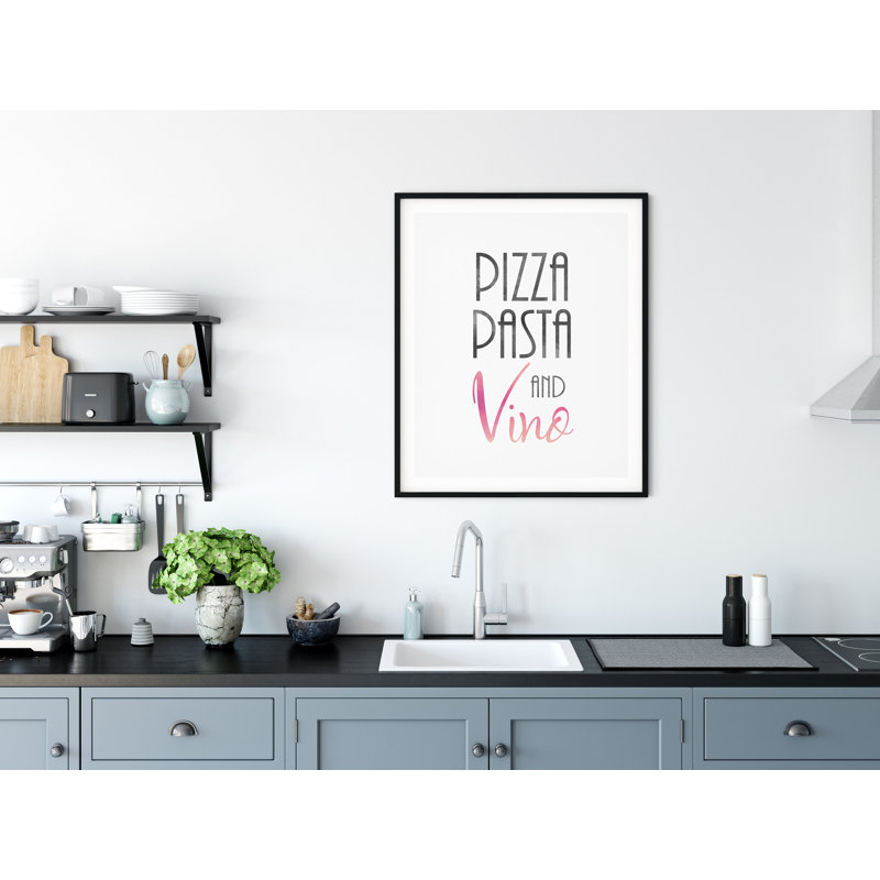 Wall Art Pizza Pasta And Vino, Kitchen - No Frame Print, 49cm H x 29.7cm W x 5cm D