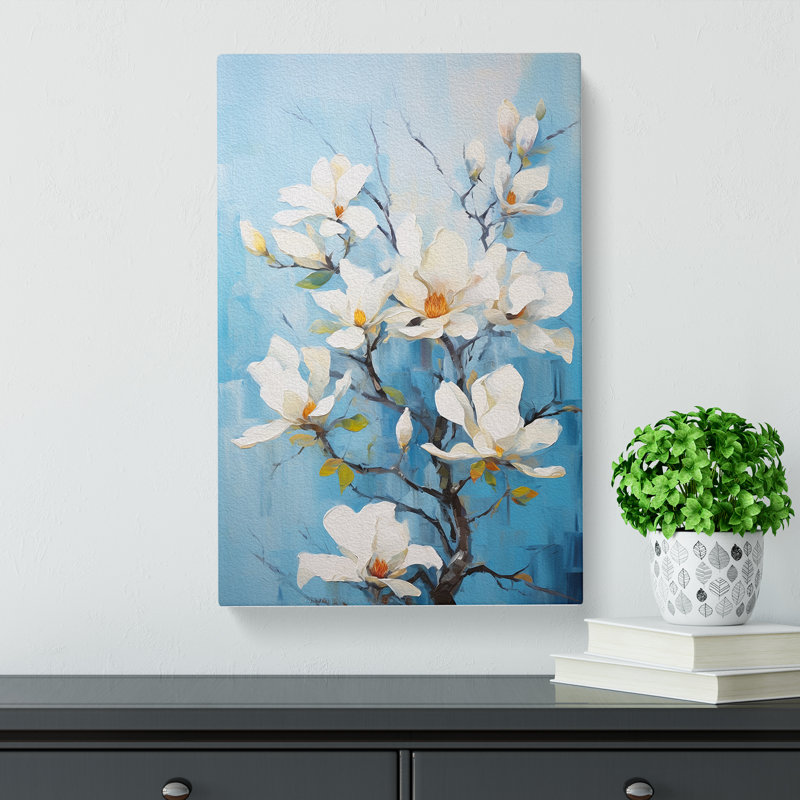 Magnolia Flower Action Painting - Wrapped Canvas, 76cm H x 50cm W x 3cm D
