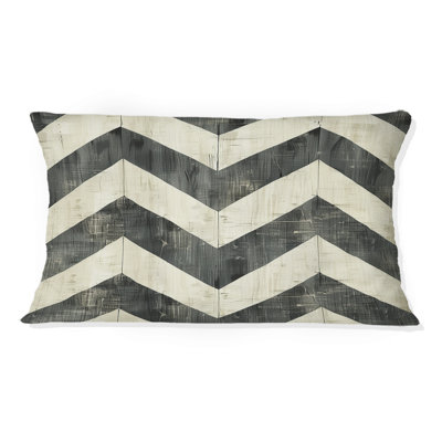 Beige Grey  Herringbone Print I - Modern Lumbar Pillow