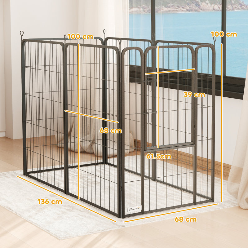 Steel Exercise Pen, 100" H x 136" W x 68" D