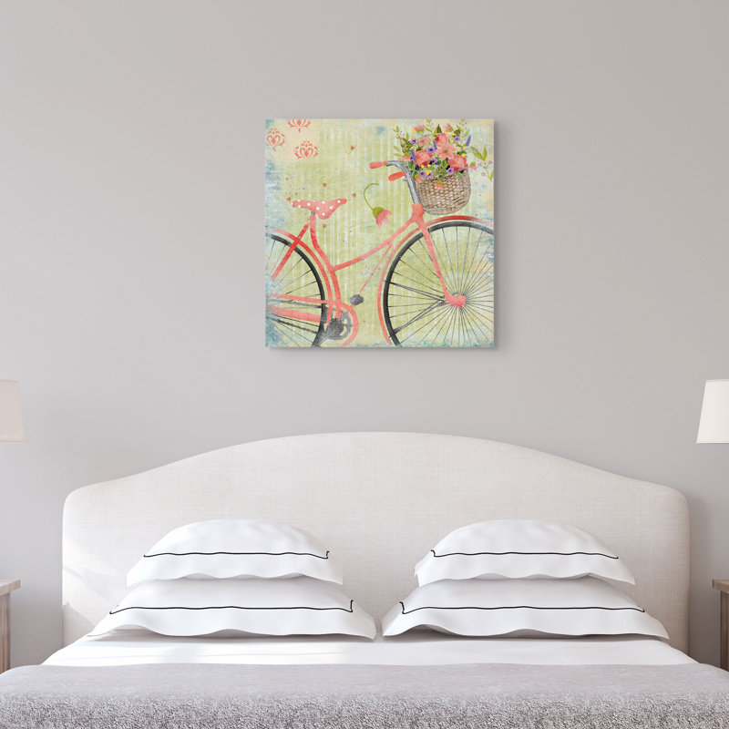 «Vélo rose», reproduction sur toile tendue, H 16 po x l 16 po x P 1,5 po