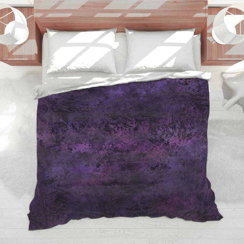 Édredon mauve à motif abstrait texturé, Simple extra long