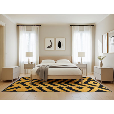 Machine Washable Trellis Black Area Rug
