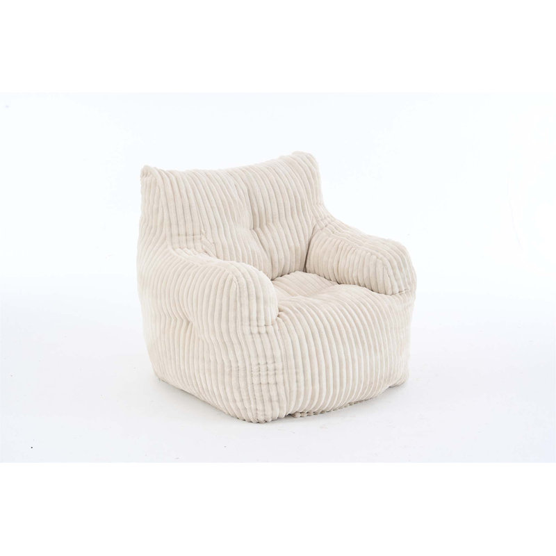 Soft Corduroy Fabric Bean Bag Chair with Memory Sponge Filling, Ergonomic Backrest for Ultimate Comfort and Versatility