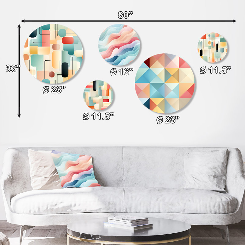 Crisey - ensemble d'art mural moderne géométrique rond de 5
