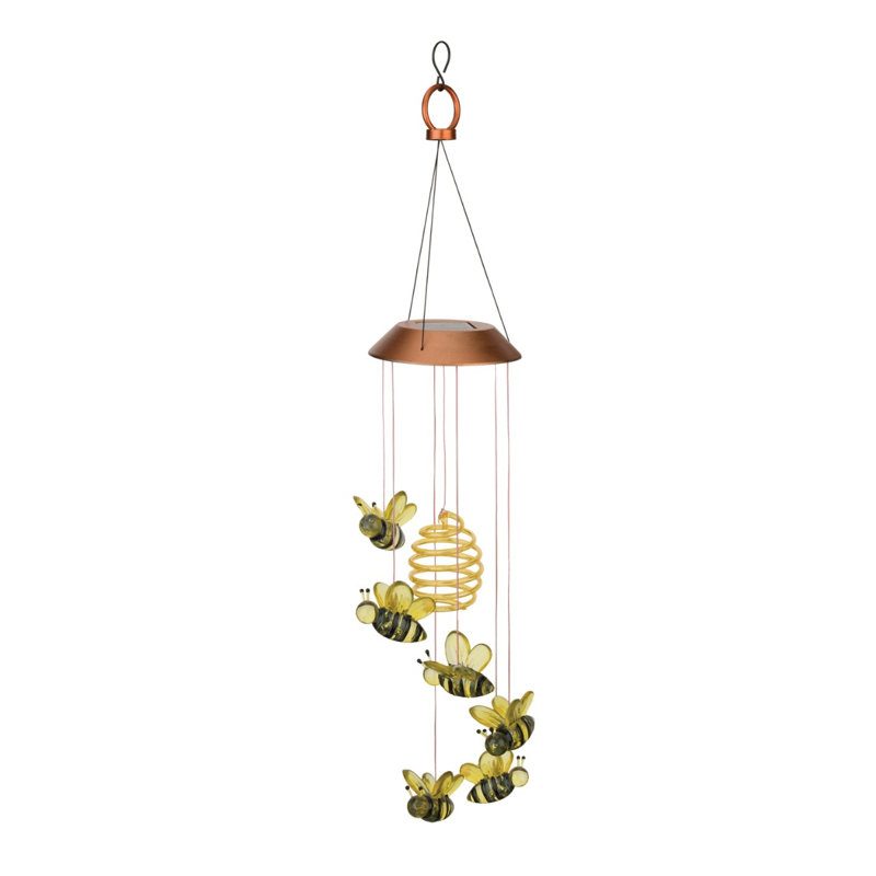 Mobile de jardin 28 po à énergie solaire en métal et acrylique avec panneau solaire intégré et finition résistante aux intempéries