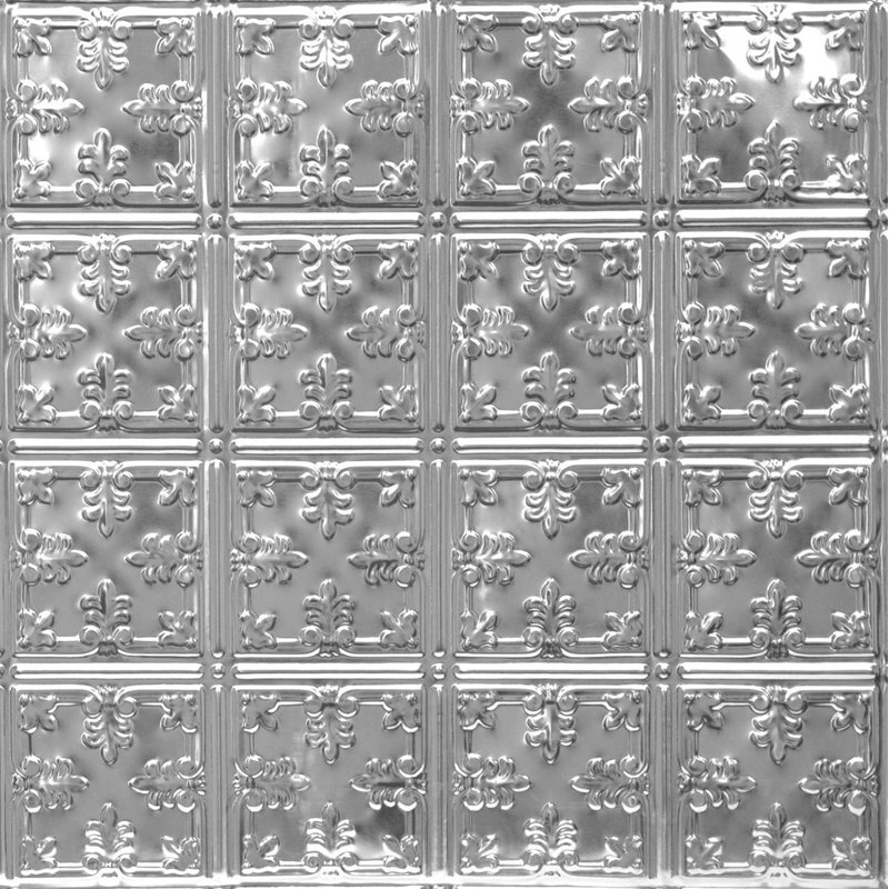 Florentine X 2 pi Tuile de plafond à déposer en étain, Acier non fini