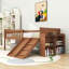 Lit mezzanine simple en bois avec tablette de rangement intégrée et glissade-151237366