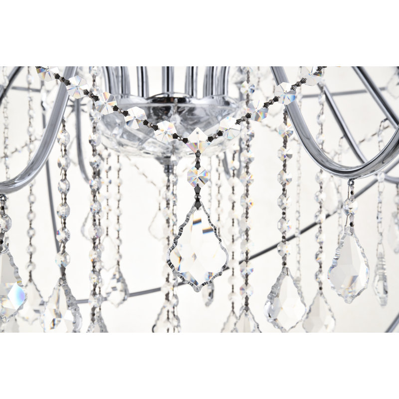 Lustre en forme de globe avec détails en cristal Imina, H 63 po x l 59 po x P 59 po, Chrome, 24 Lights