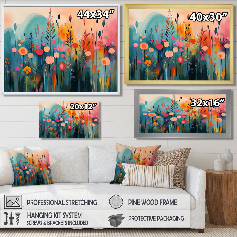 Irmgard Botcanical Wildflowers Petals In The Breeze II - fleurs sauvages, art mural, Toile tendue, Ne s’applique pas