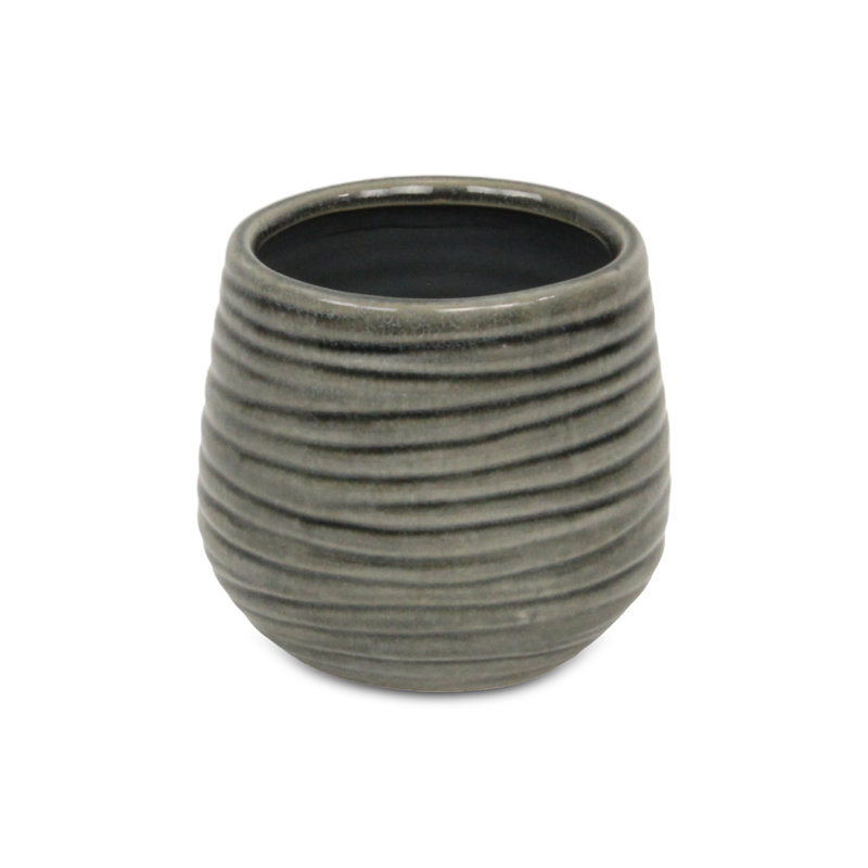 Pot en céramique Grazielli, gris, H 4,75 po x l 4,5 po x P 4,5 po
