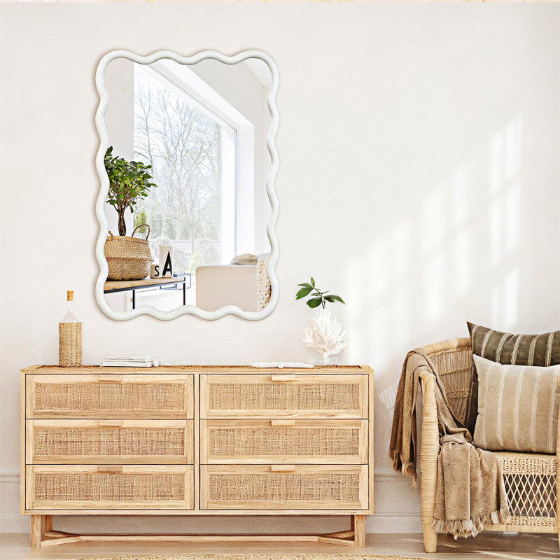 Miroir décoratif rectangulaire, Blanc, 36,01 po x 24,01 po