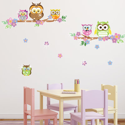 Ensemble de décalcomanie murale arbre à fleurs 38 pièces hibou