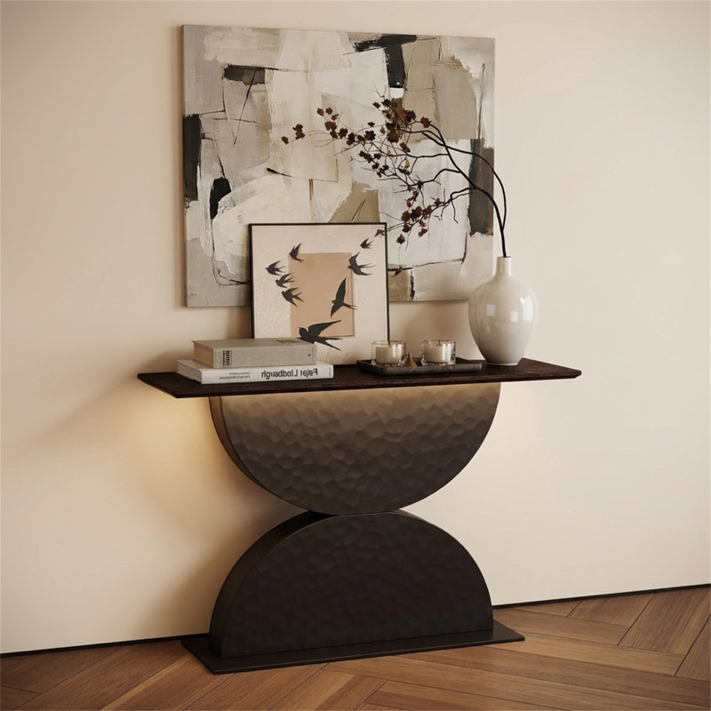Modern 3D Hammered Texture Wood Console Table