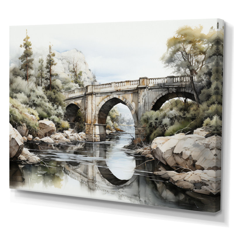 «Macala Beige Bridge Mon monochrome Passage II», reproduction sur toile, H 30 po x l 40 po x P 1,5 po, Toile tendue
