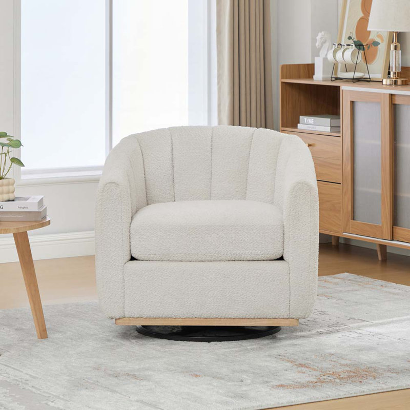 Fauteuil pivotant à 360 ° 32,28 po, Ivoire ivoire