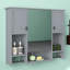 Armoire de salle de bain avec miroir, armoire à pharmacie murale avec tablettes ouvertes, armoire à pharmacie avec 2 barres à serviettes-296780986