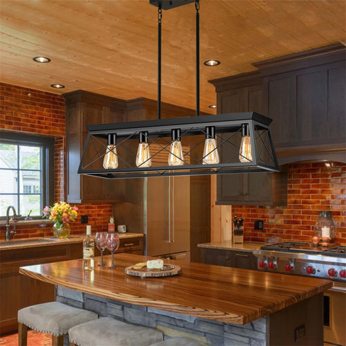 Gracie Oaks Deizel 5 - Light Kitchen Island Pendant & Reviews | Wayfair