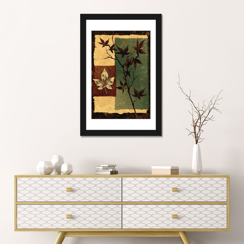 « new leaf ii », reproduction d’impression sur toile, H 24 po x l 16 po x P 1 po, Papier avec cadre noir, Blanc