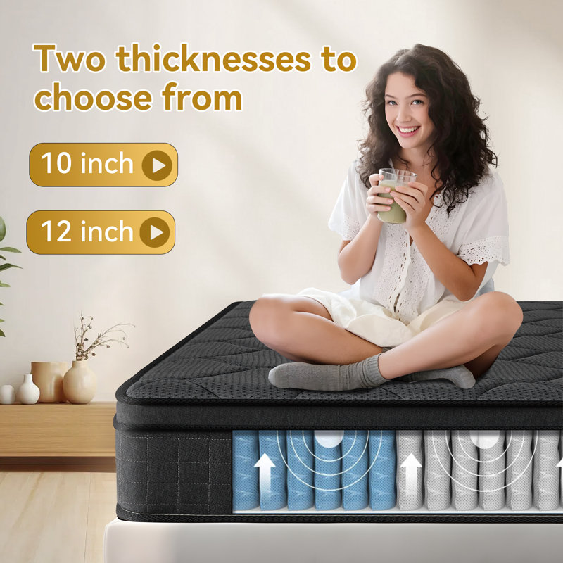 Matelas hybride en mousse à refroidissement moyen avec gel Meomory, 10", Grand lit