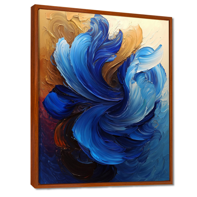 Odeen Modern Abstracy Waves Golden Harmony II - Vagues, impressions encadrées, Brun, H 32 po x l 24 po