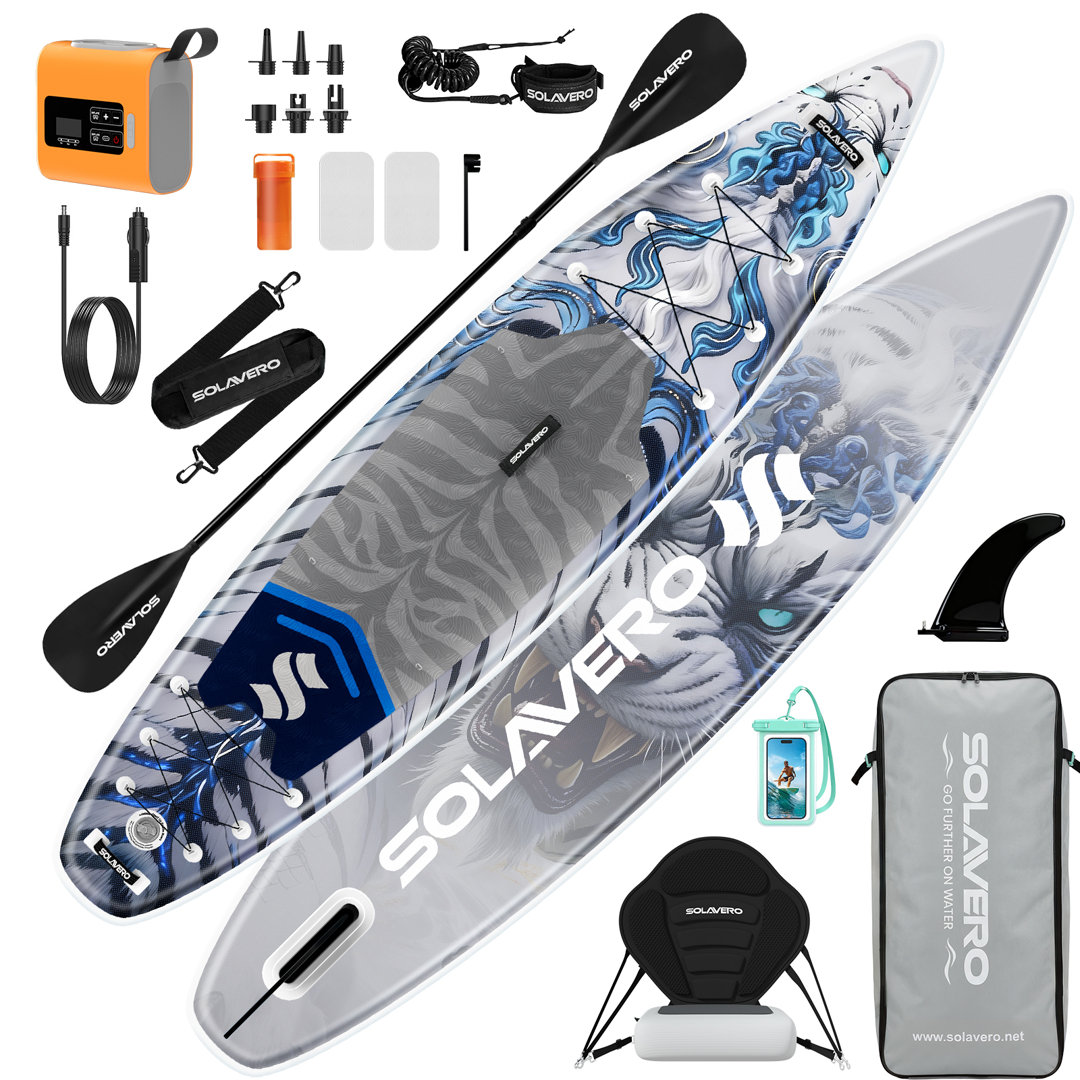 381cm Extra Long Premium Inflatable Racing Paddleboard, Complete With SUP Accessories, Including A Large US-Style Racing Screw-On Curved Fin, A Non-Sl