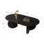 Table basse ovale en bois 51,2 po Muizz, tables basses noires avec double pied de support pour le salon