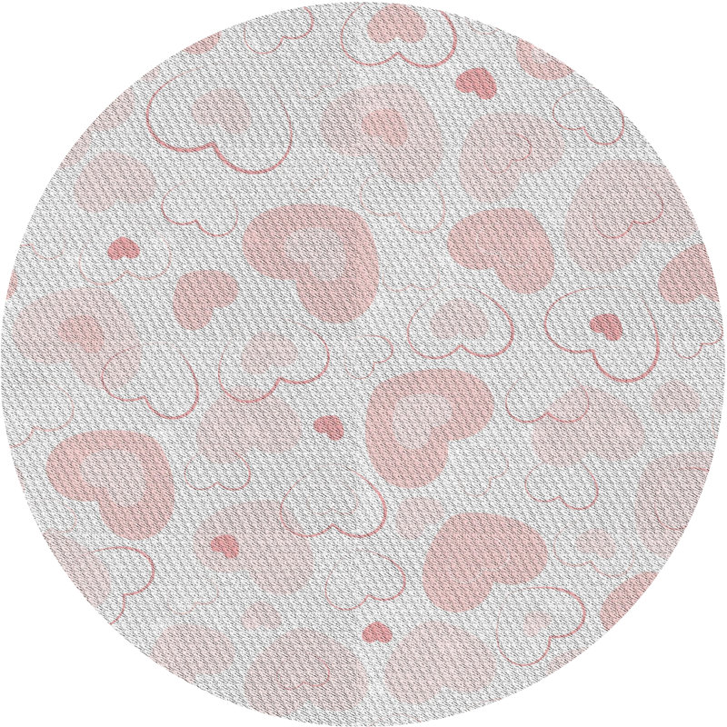 Tapis rose pâle/crème à motifs, Rond 4 pi