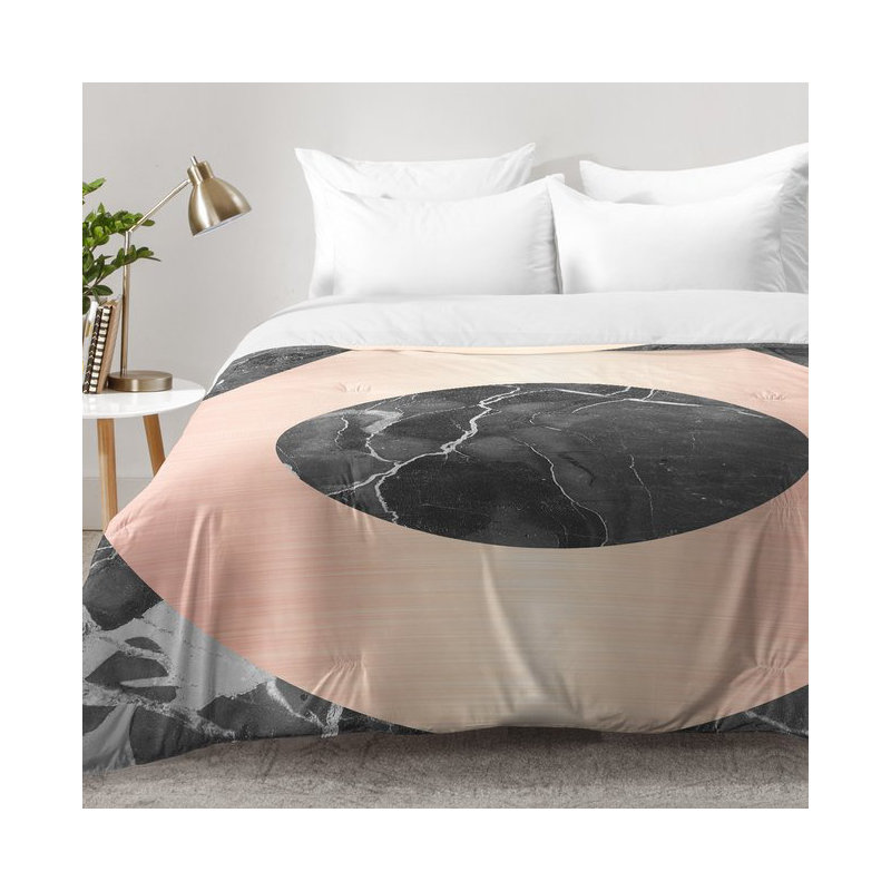 Ensemble d'édredon en marbre avec un cercle, Édredon double / grand + 2 taies décoratives sta