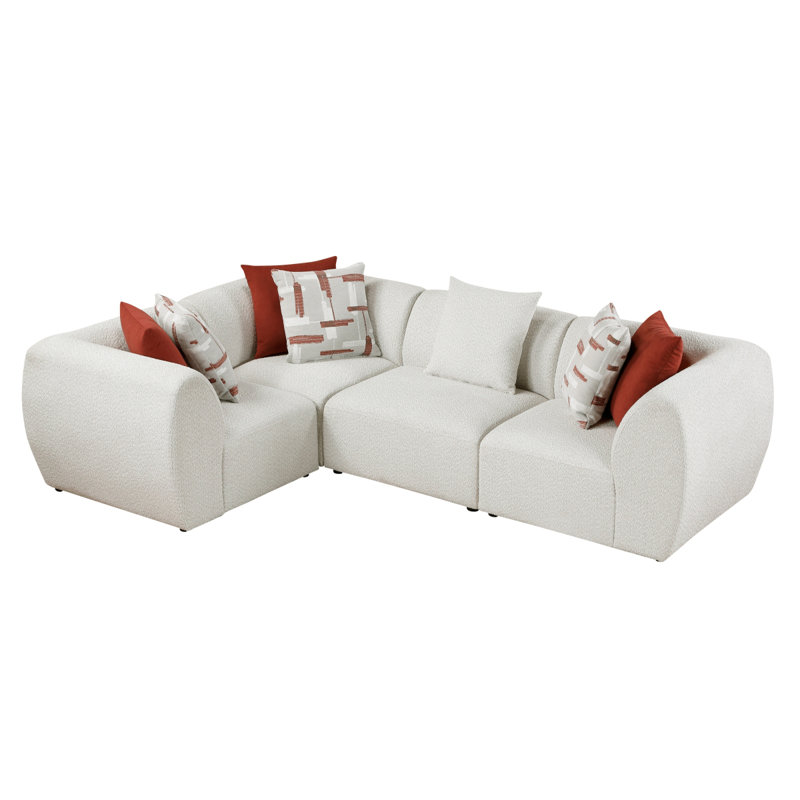Canapé modulaire en chenille beige 4 pièces Franz
