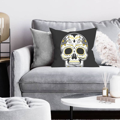 Mexican sugar skull art - 16"x16" Throw pillow - Poly twill - Print on demand
