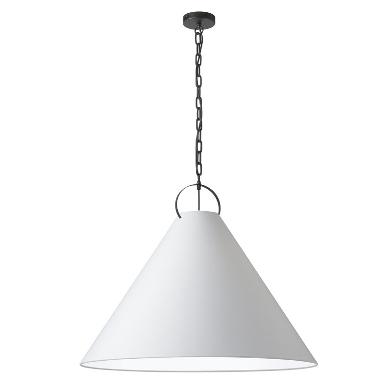 Luminaire suspendu incandescent 1 lumière Princeton, Noir mat, Blanc, H 25,5 po x l 32 po x P 32 po