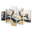 «Golden Deer Landscape Grace in The Forest V» - art mural animal cerf - ensemble d'art mural moderne