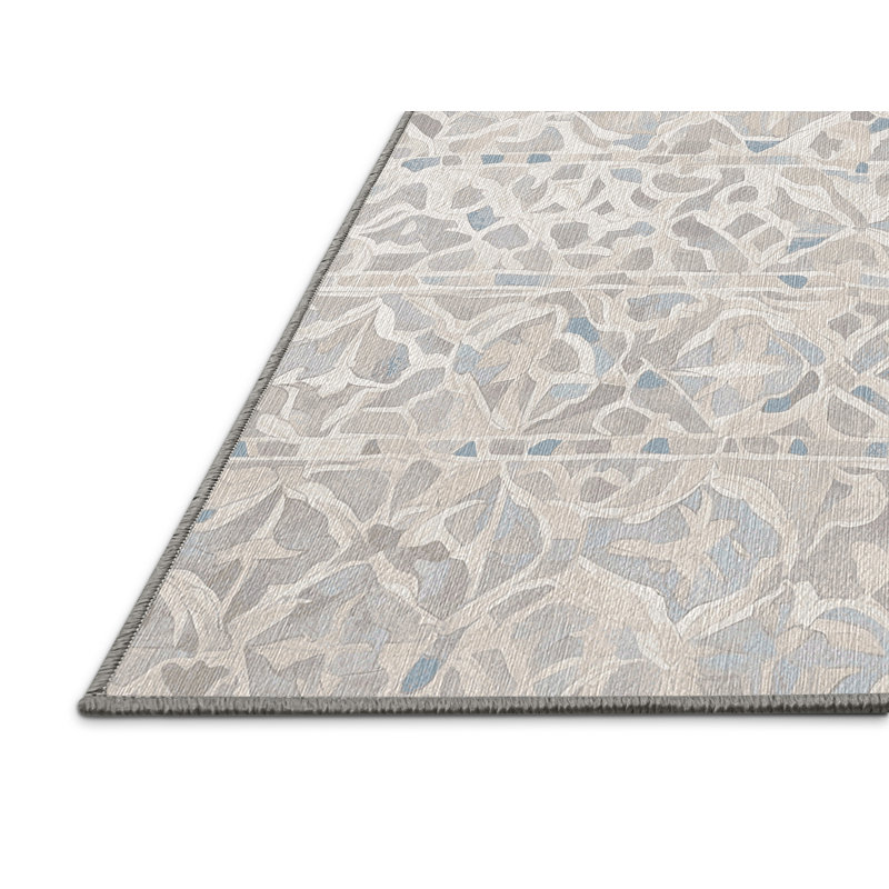 Machine Washable Gray Area Rug, Rectangle 7' x 9'