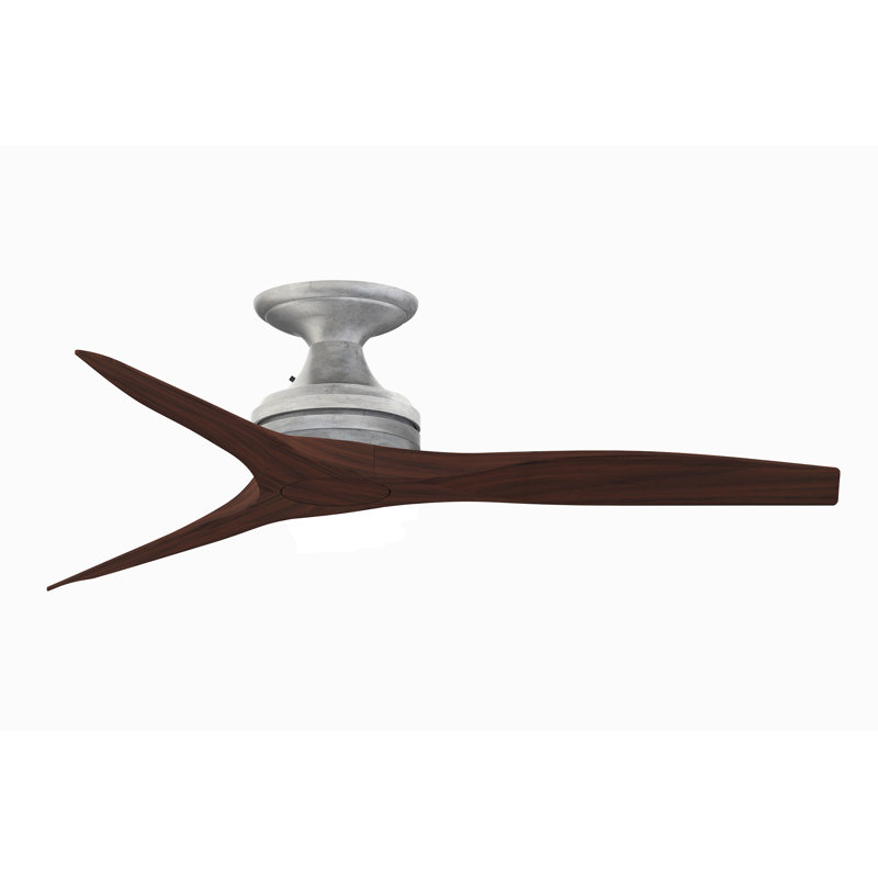Spitfire 48 Inch Indoor/Outdoor Propeller Flush Mount Ceiling Fan with Remote Control - Galvanized with Whiskey Wood Blades