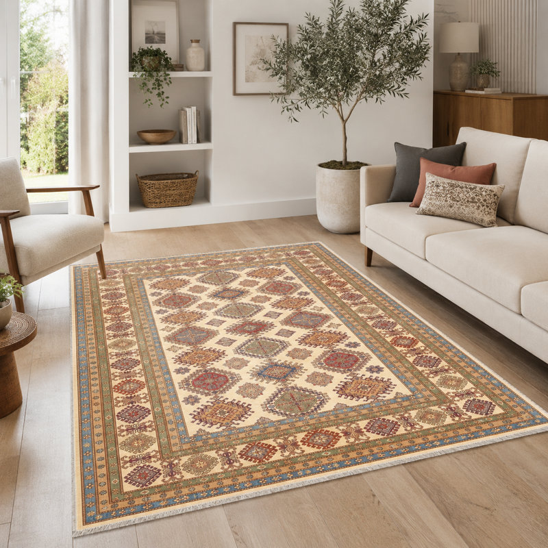 Geometric Cotton and Chenille Flatweave Area Rug, 100 x 300 cm