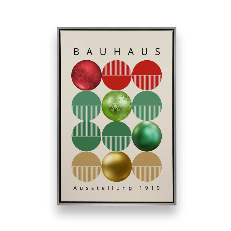 «Bauhaus Holiday Ornament», reproduction d'affiche sur toile, Encadrement argenté, H 18,75 po x l 12,75 po