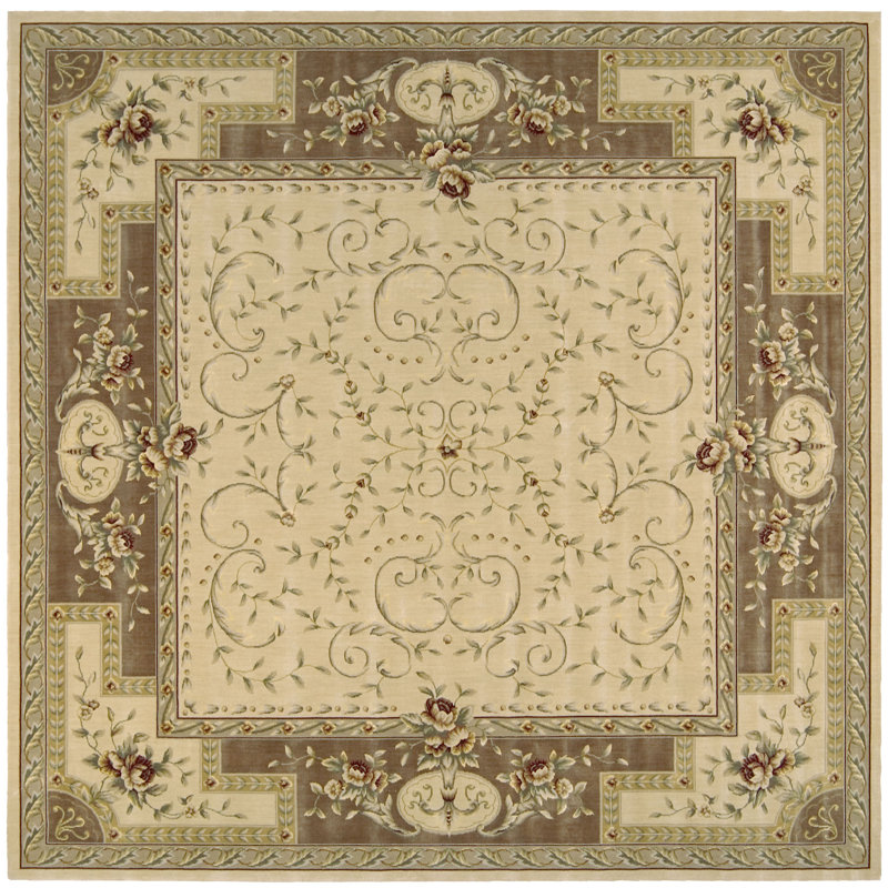 Tapis oriental en laine beige Offertle, Carré 9 pi 6 po