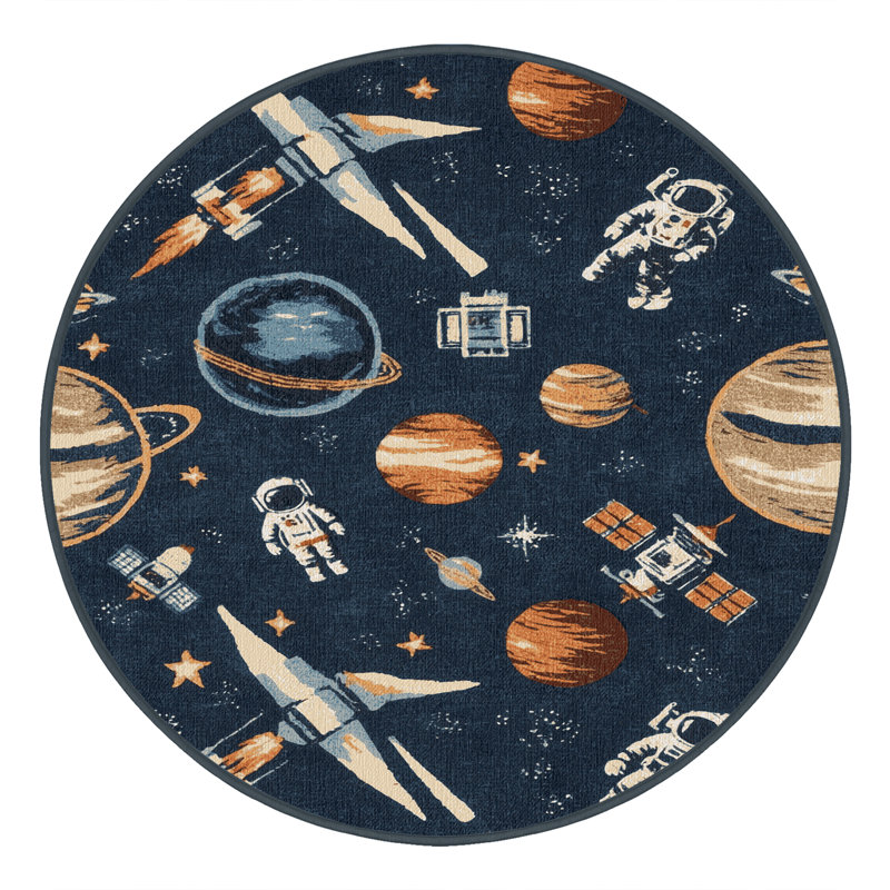 Tapis gris lavable à la machine, Rond 7 pi