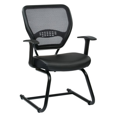Naeshawn Leather Seat Waiting Room Chair with Metal Frame