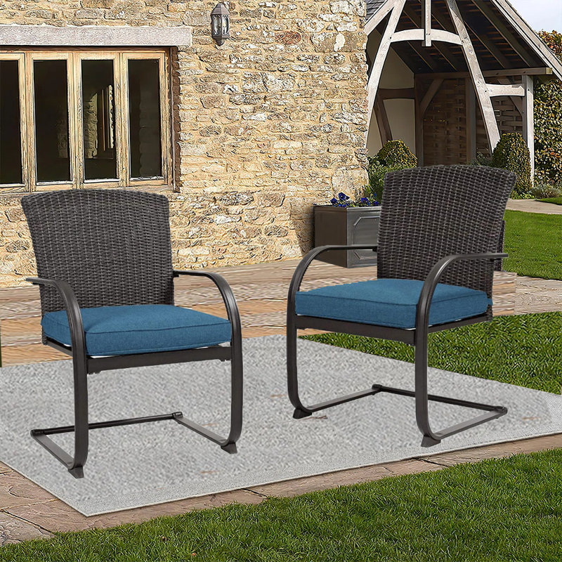Chaise de terrasse avec coussin Georgy, Bleu