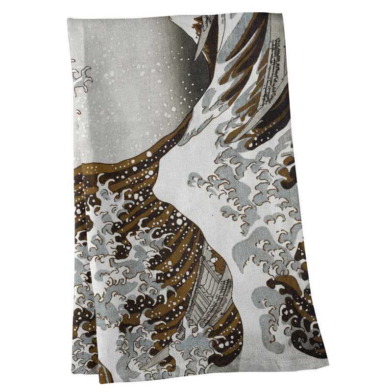 Serviette de thé magnifique wave, Polyester sergé, Brun pâle