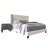 Castle Place Full Wingback Bed Set with Two Nightstands, Warm Grey Linen-771058695
