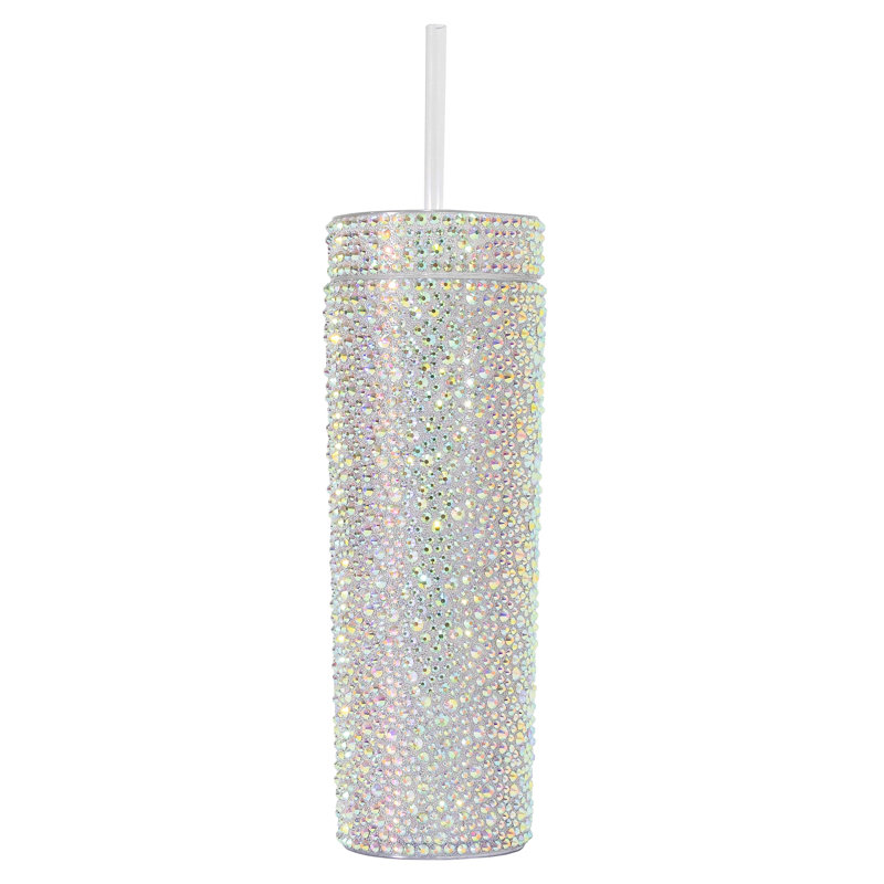 Strass Acrylic Rhinestone Tumbler, SilverIridescent